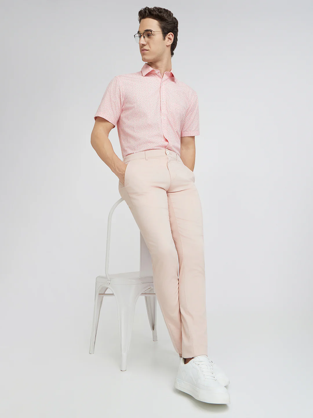 Colorplus Peach Solid Piece Dyed Nuvo Fit Cotton Blend Trouser - Image 5