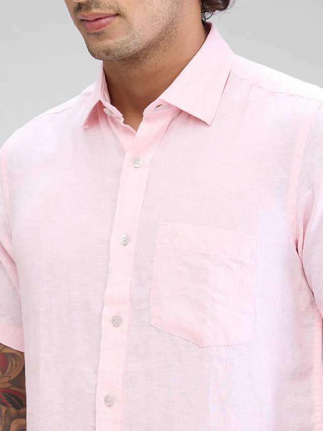 Colorplus Red Weft Chambray Regular Fit Linen Casual Shirt - Image 6