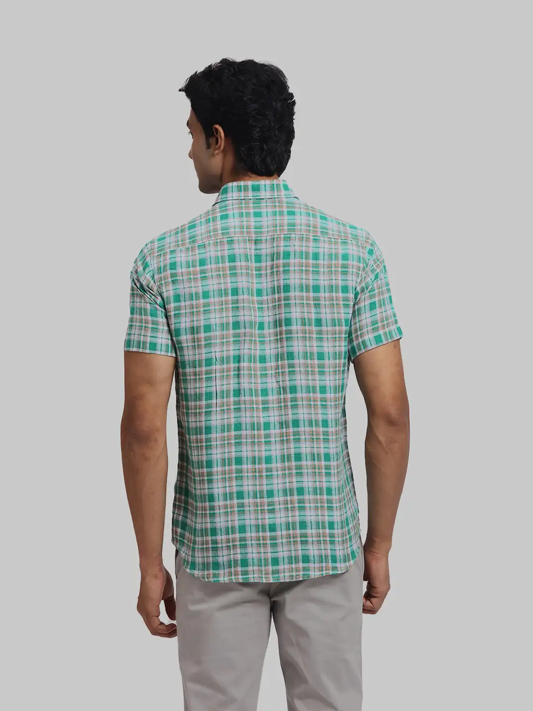 ColorPlus Regular Fit Checkered Dark Green Shirt - Image 4