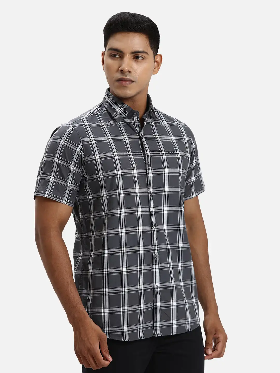 ColorPlus Regular Fit Checkered Dark Grey Shirt - Image 2