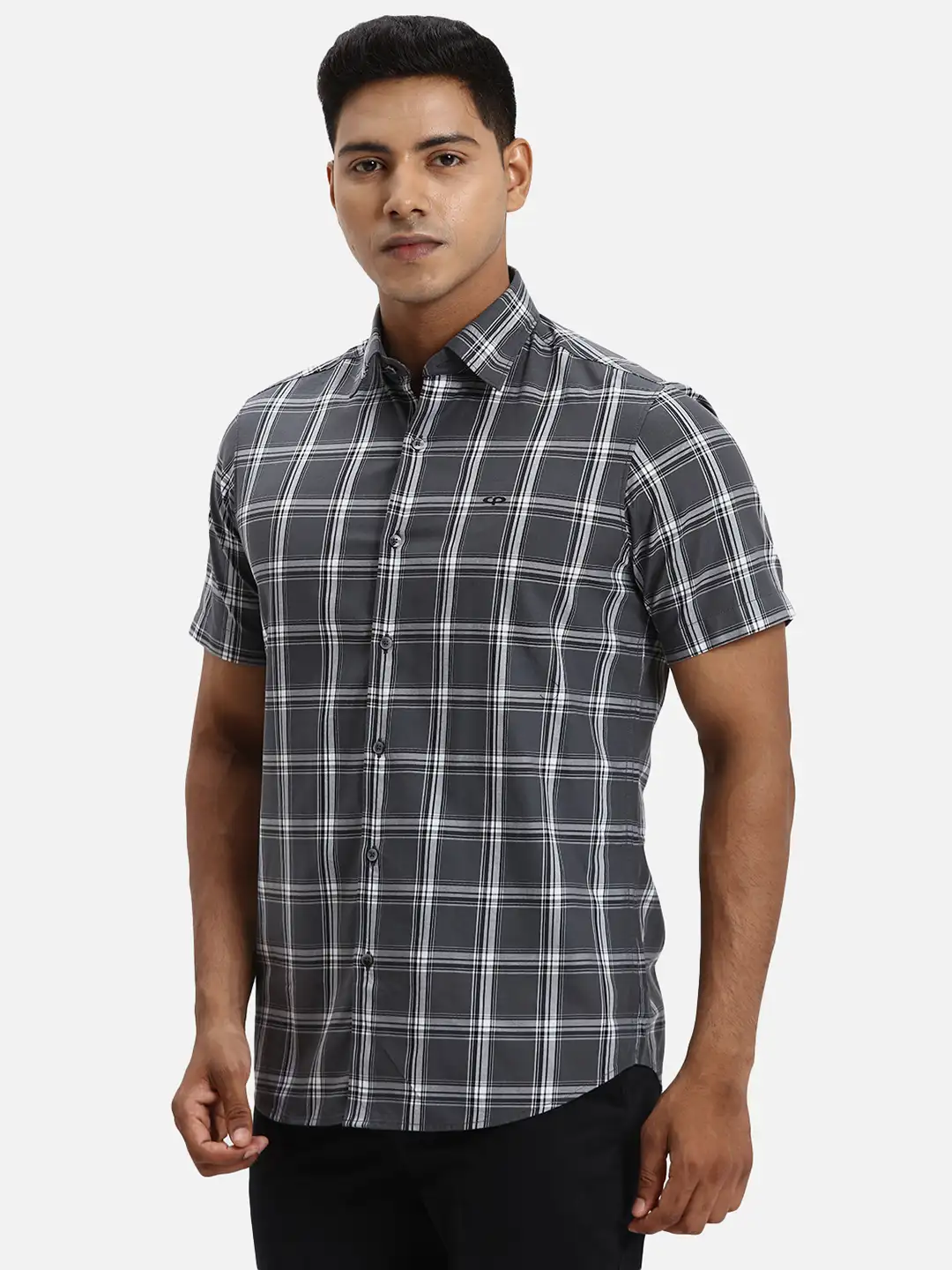 ColorPlus Regular Fit Checkered Dark Grey Shirt - Image 3