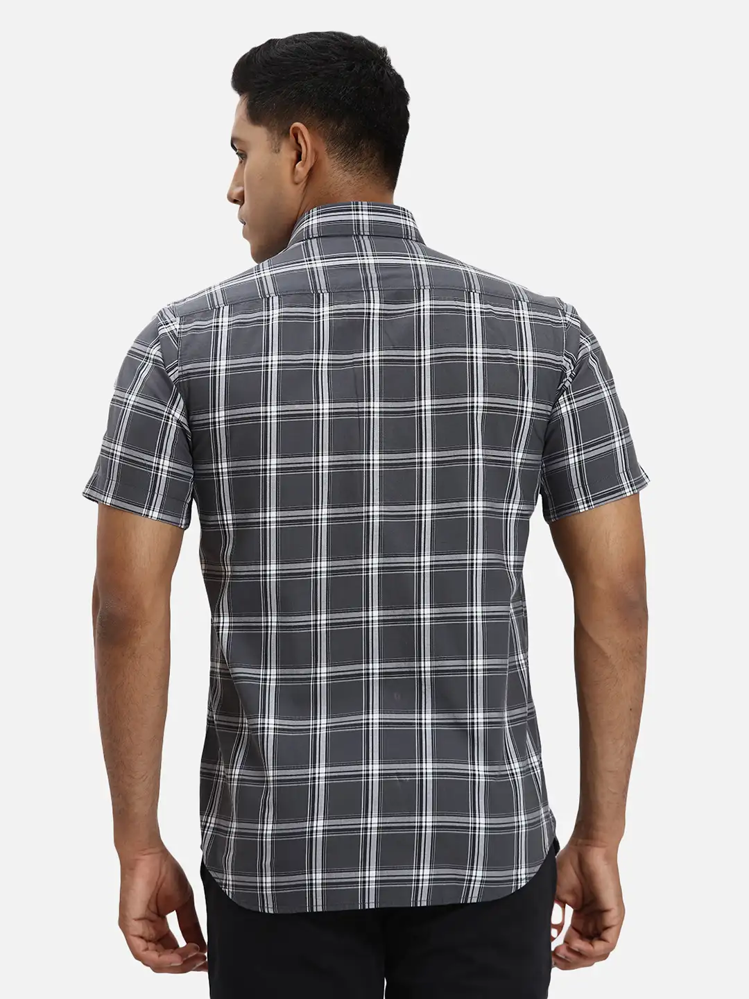 ColorPlus Regular Fit Checkered Dark Grey Shirt - Image 4