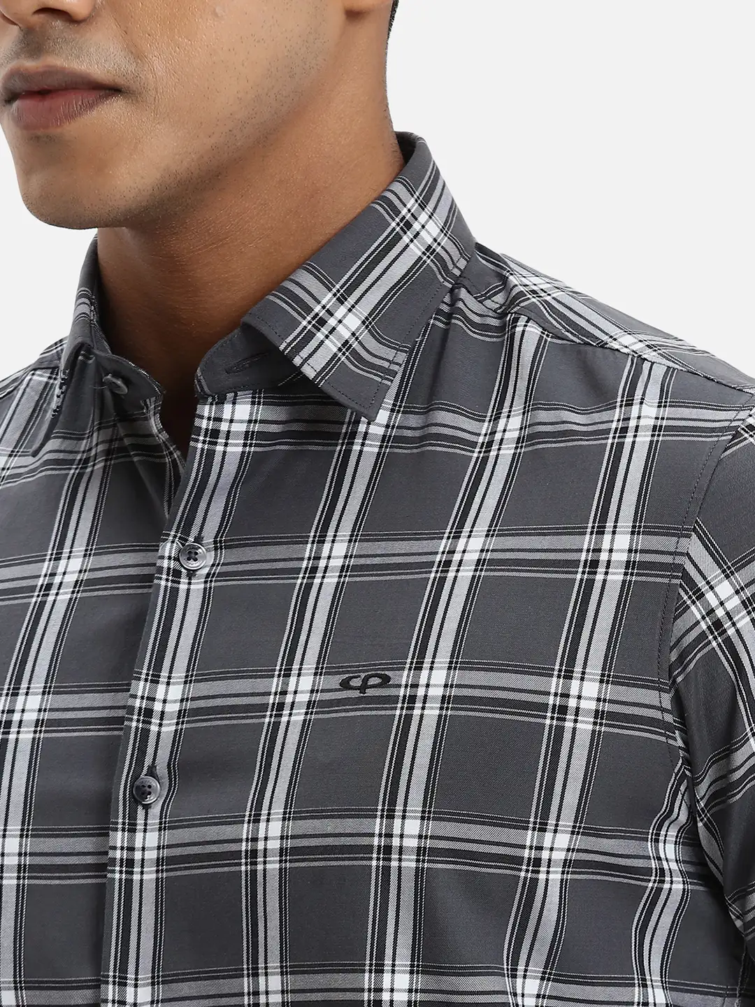 ColorPlus Regular Fit Checkered Dark Grey Shirt - Image 6