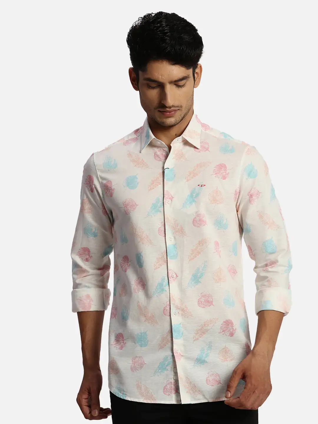ColorPlus Regular Fit Printed Medium Red Shirt