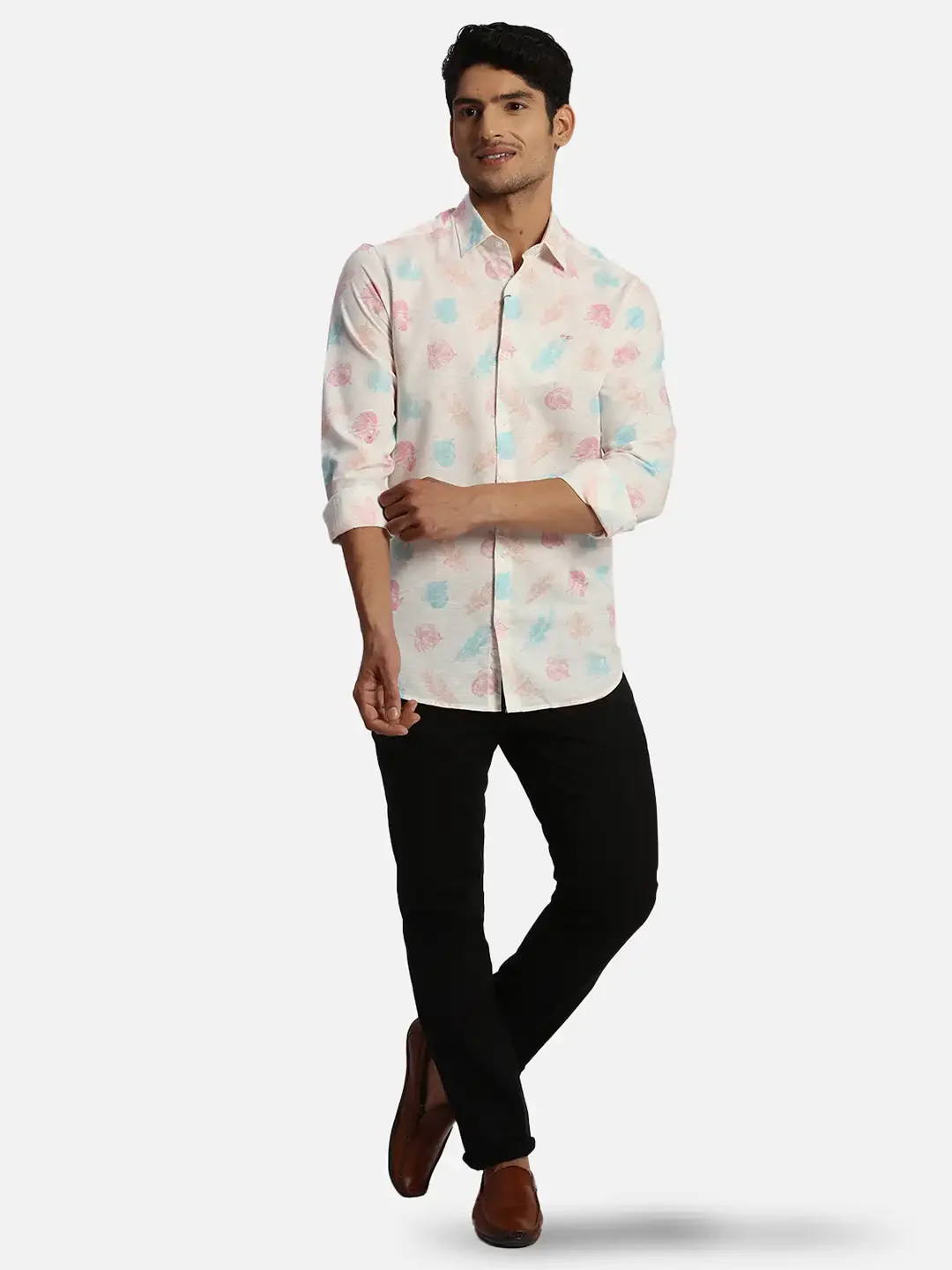 ColorPlus Regular Fit Printed Medium Red Shirt - Image 5