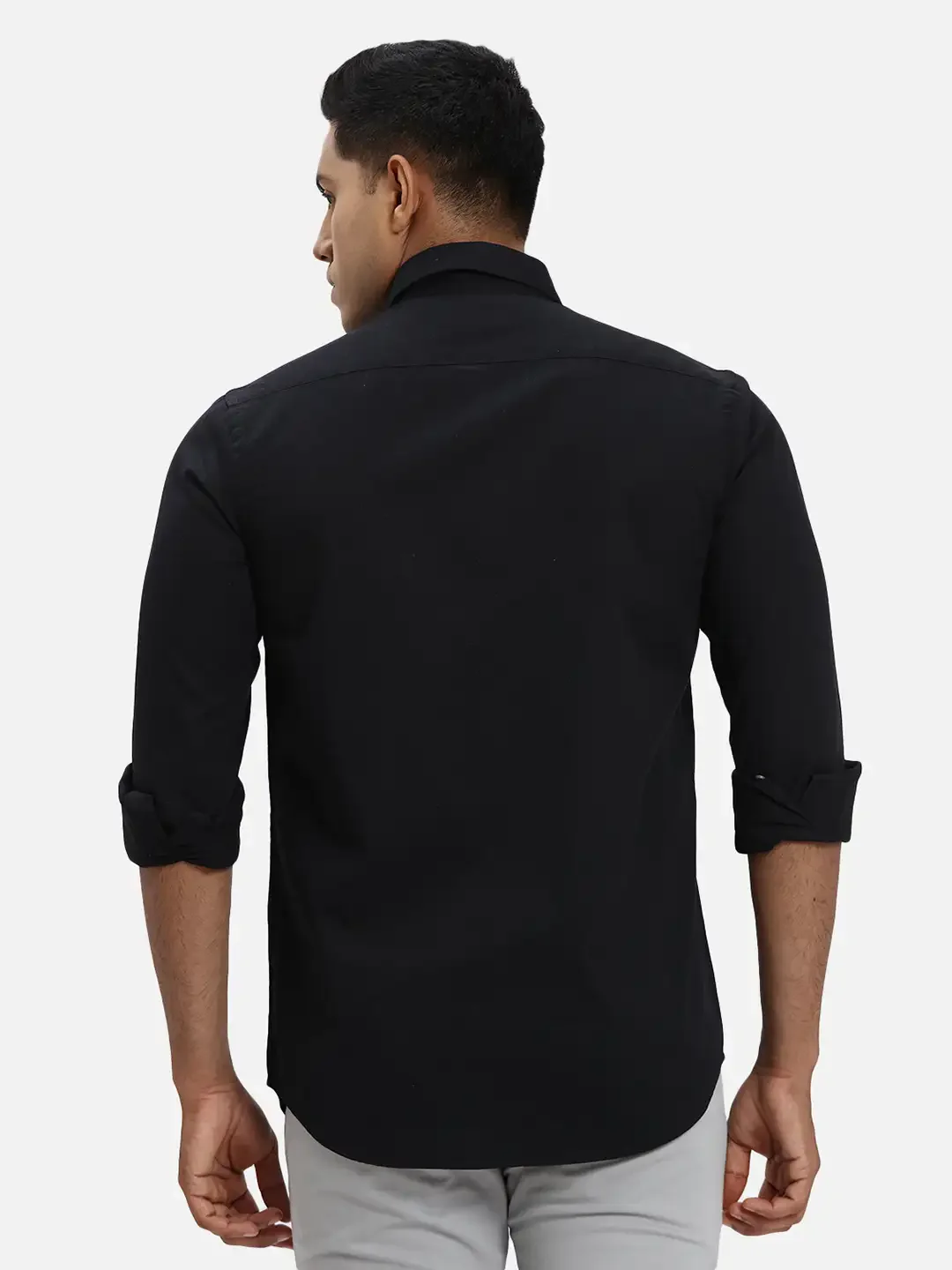 ColorPlus Regular Fit Solid Black Shirt - Image 4