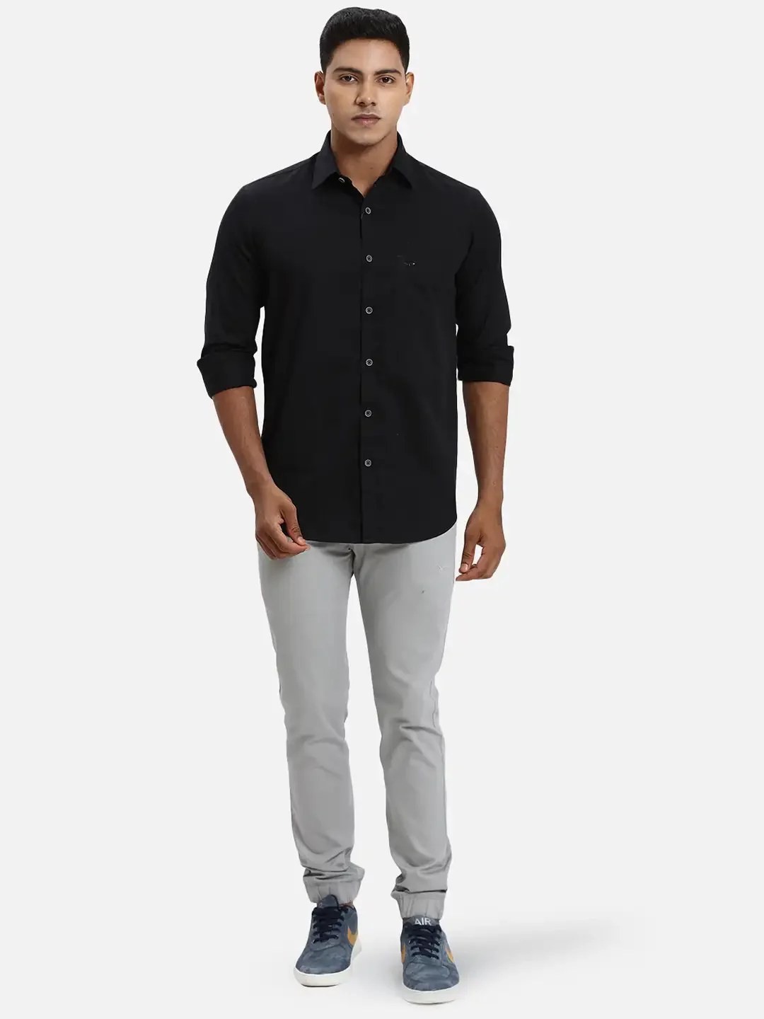 ColorPlus Regular Fit Solid Black Shirt - Image 5