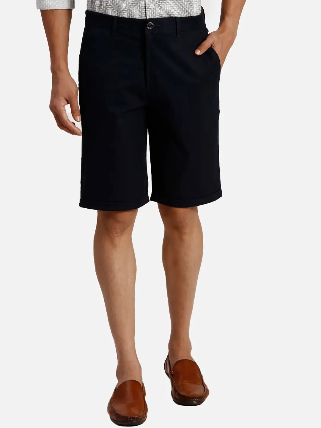Colorplus Regular Fit Solid Dark Blue Short
