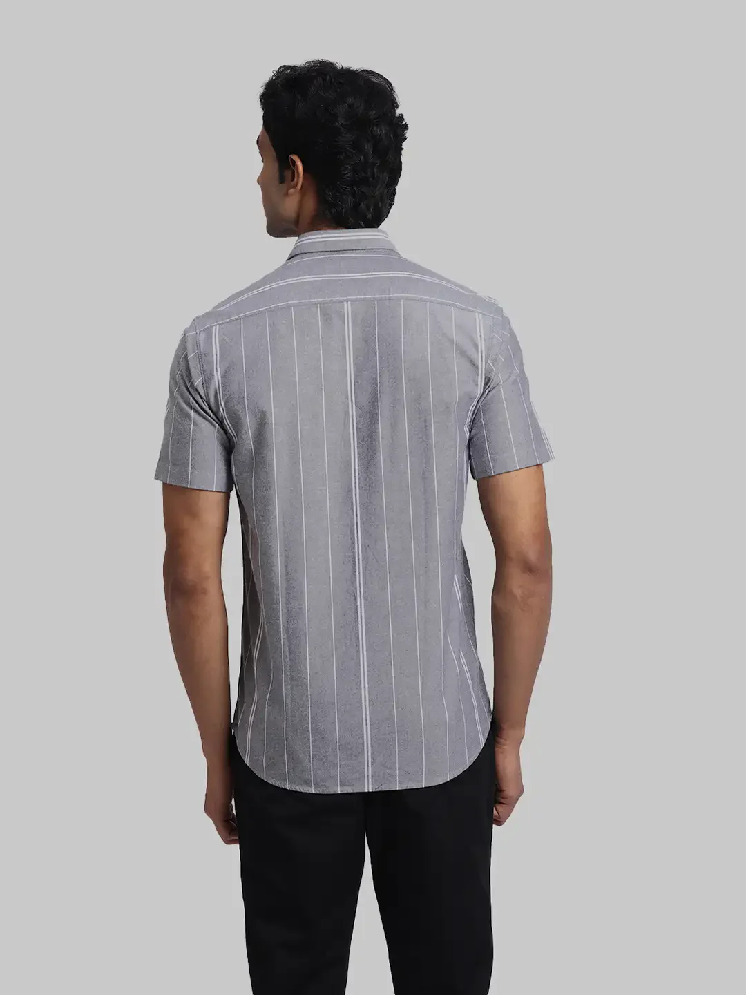 ColorPlus Regular Fit Striped Dark Grey Shirt - Image 4