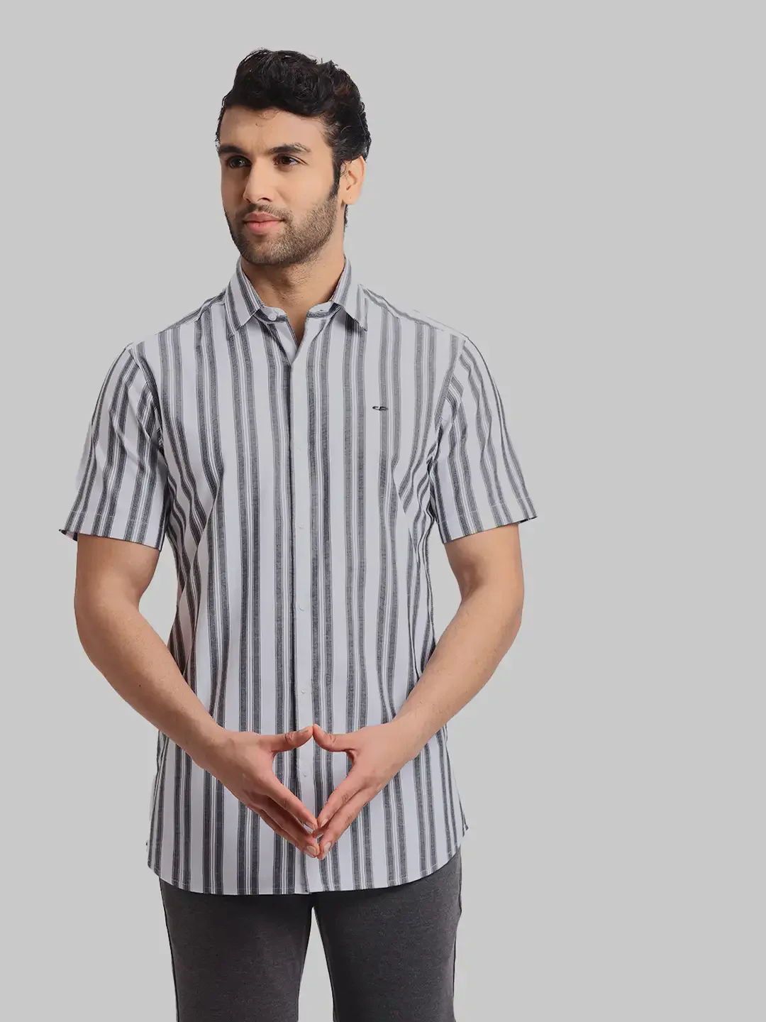 ColorPlus Regular Fit Striped White Shirt