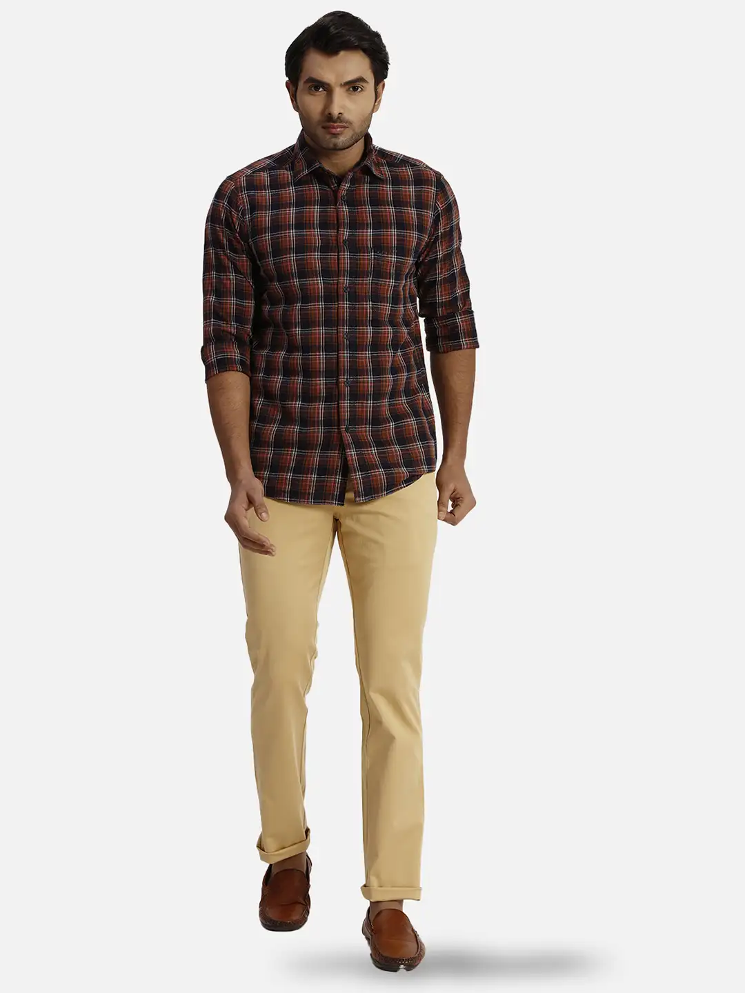 ColorPlus Slim Fit Solid Medium Khaki Trouser - Image 5