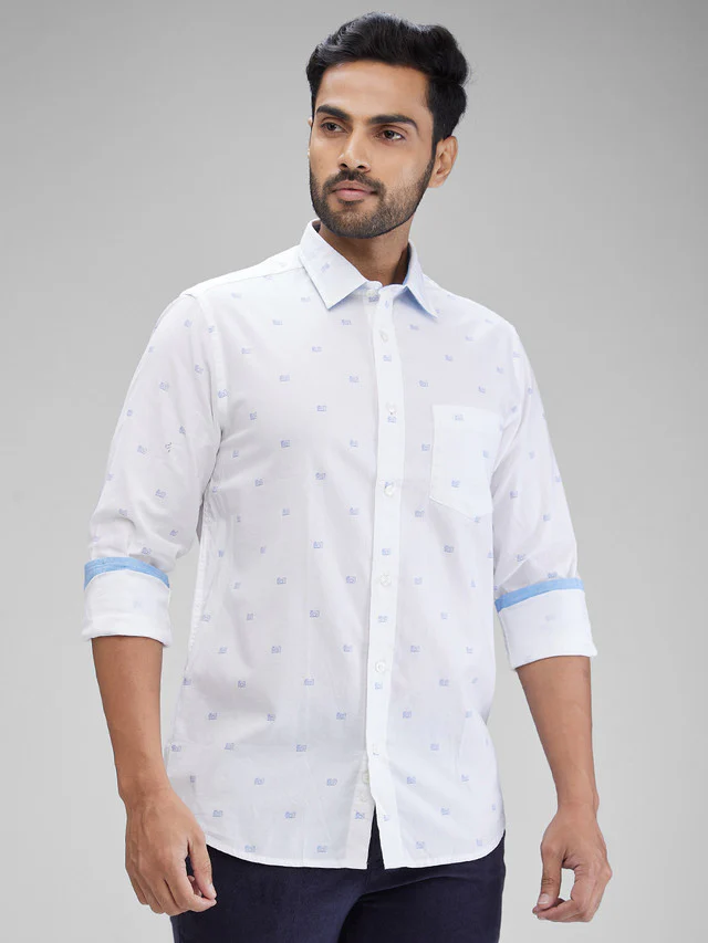 Colorplus White Printed Contemporary Fit Cotton Casual Shirt - Image 2