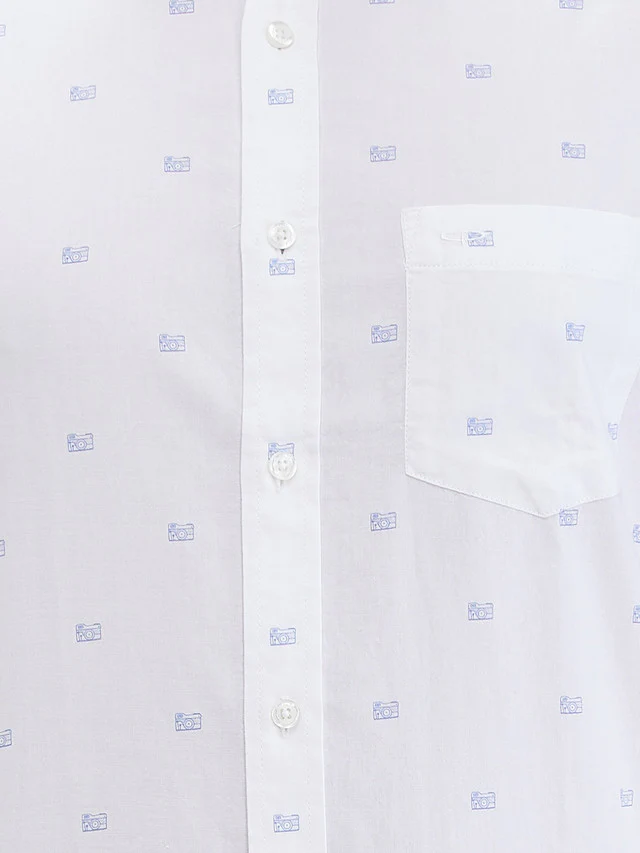 Colorplus White Printed Contemporary Fit Cotton Casual Shirt - Image 7