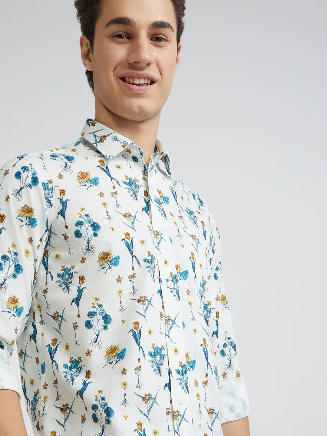 Colorplus White Printed Contemporary Fit Cotton Casual Shirt - Image 7