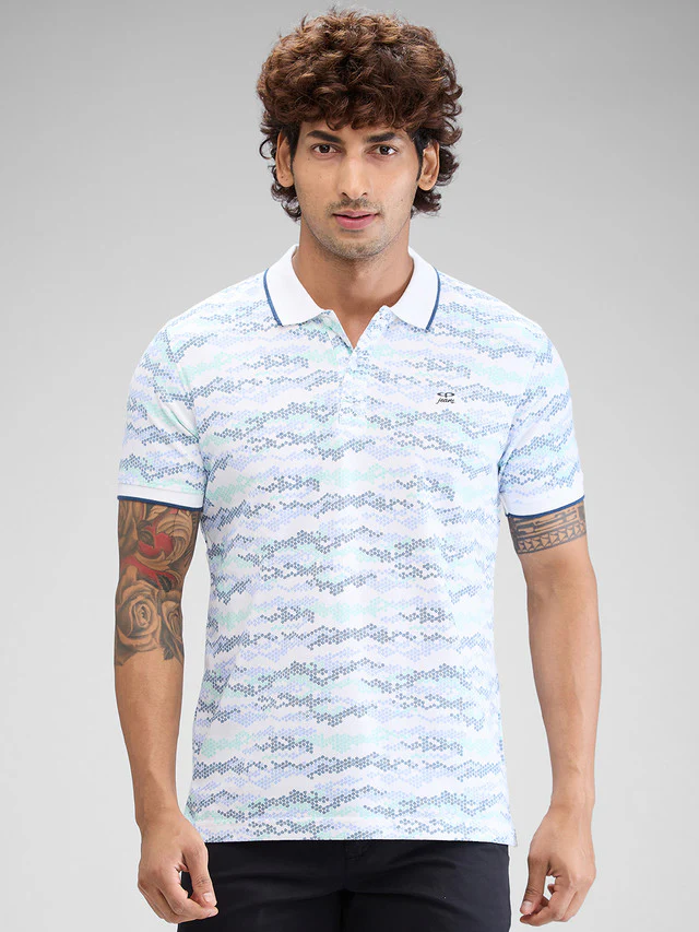 Colorplus White Printed Regular Fit Cotton T-Shirt