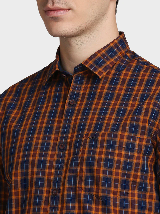 Colorplus Yellow Checks Contemporary Fit Cotton Casual Shirt - Image 6