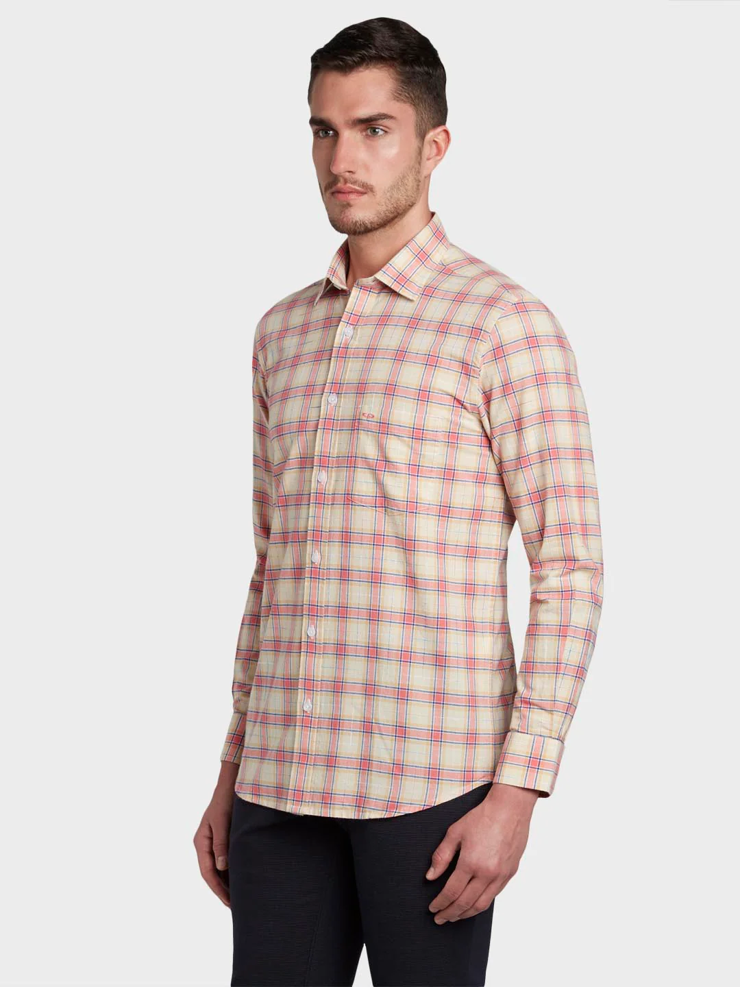 Colorplus Men Red Checkered Tailored Fit Cotton Casual Shirt - Image 3