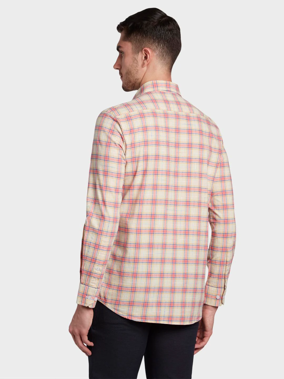 Colorplus Men Red Checkered Tailored Fit Cotton Casual Shirt - Image 4