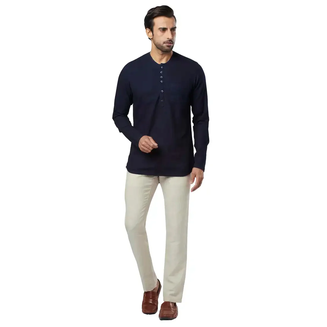 Men Beige Cotton Blend Trouser - Image 5