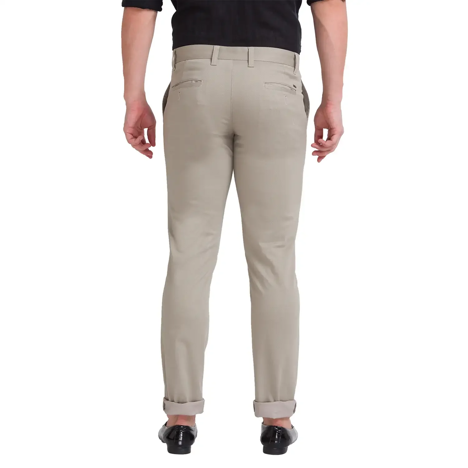 Men Beige Low Rise Tapered Fit Print Cotton Blend Trouser - Image 4