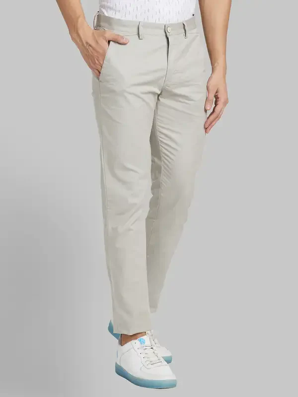 Men Beige Neo Classic Fit Print Cotton Blend Trouser - Image 2