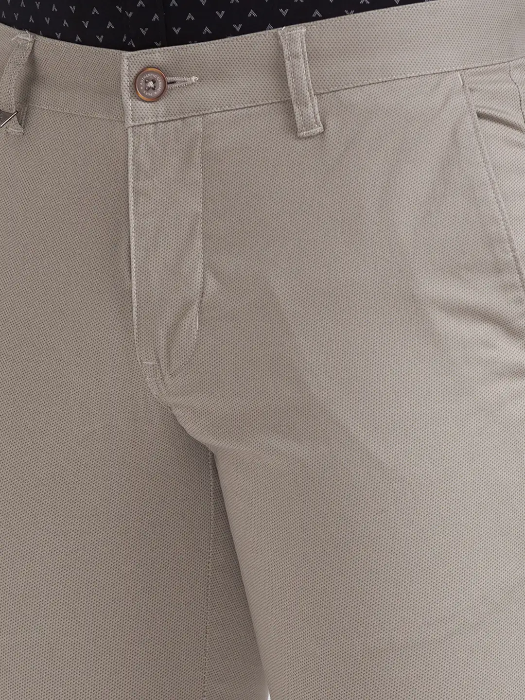 Men Beige Super Slim Fit Print Cotton Blend Trouser - Image 6