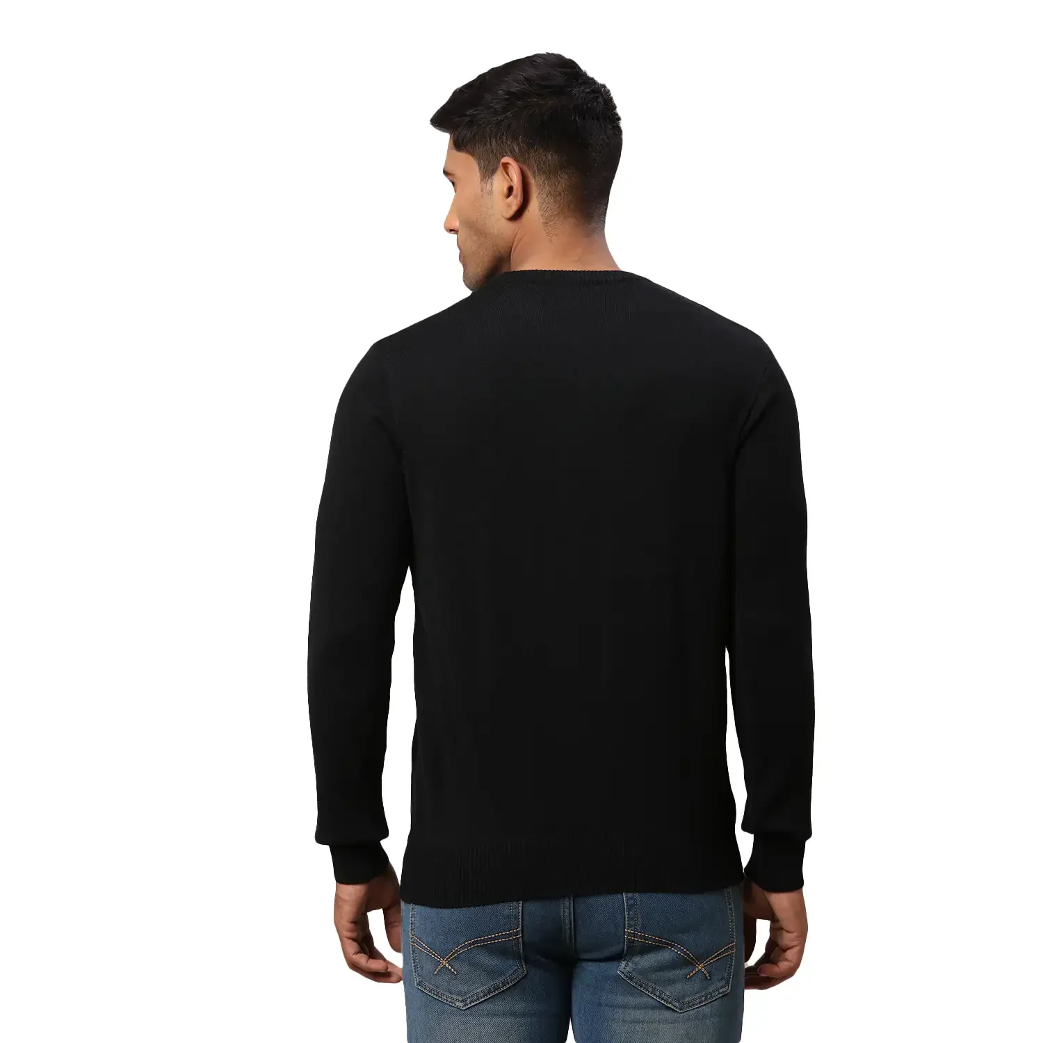 Men Black Argyle Acrylic Wool Blend Round Collar Sweaters - Image 4