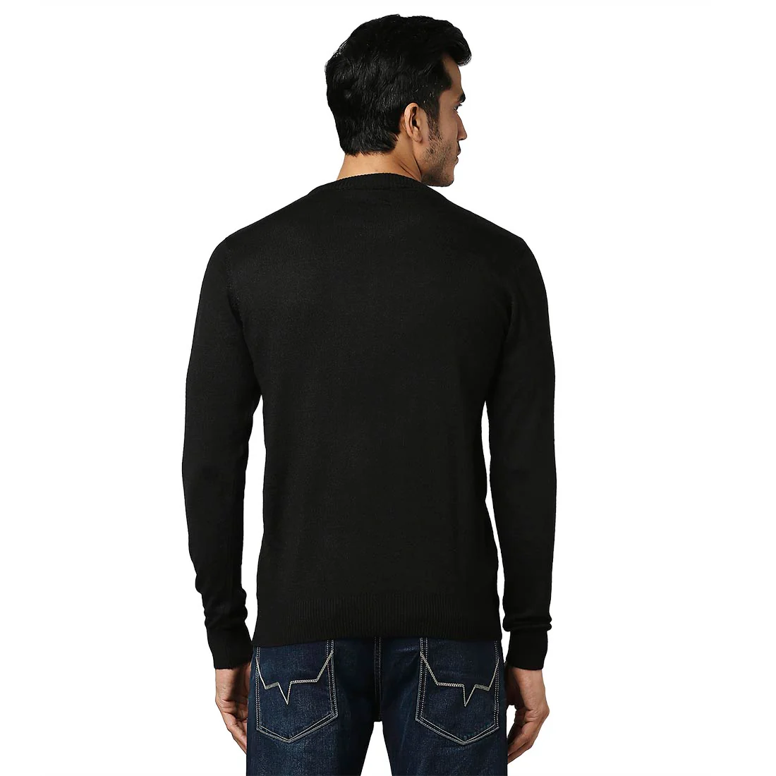 Men Black Argyle Acrylic Wool Blend Round Collar Sweaters - Image 4