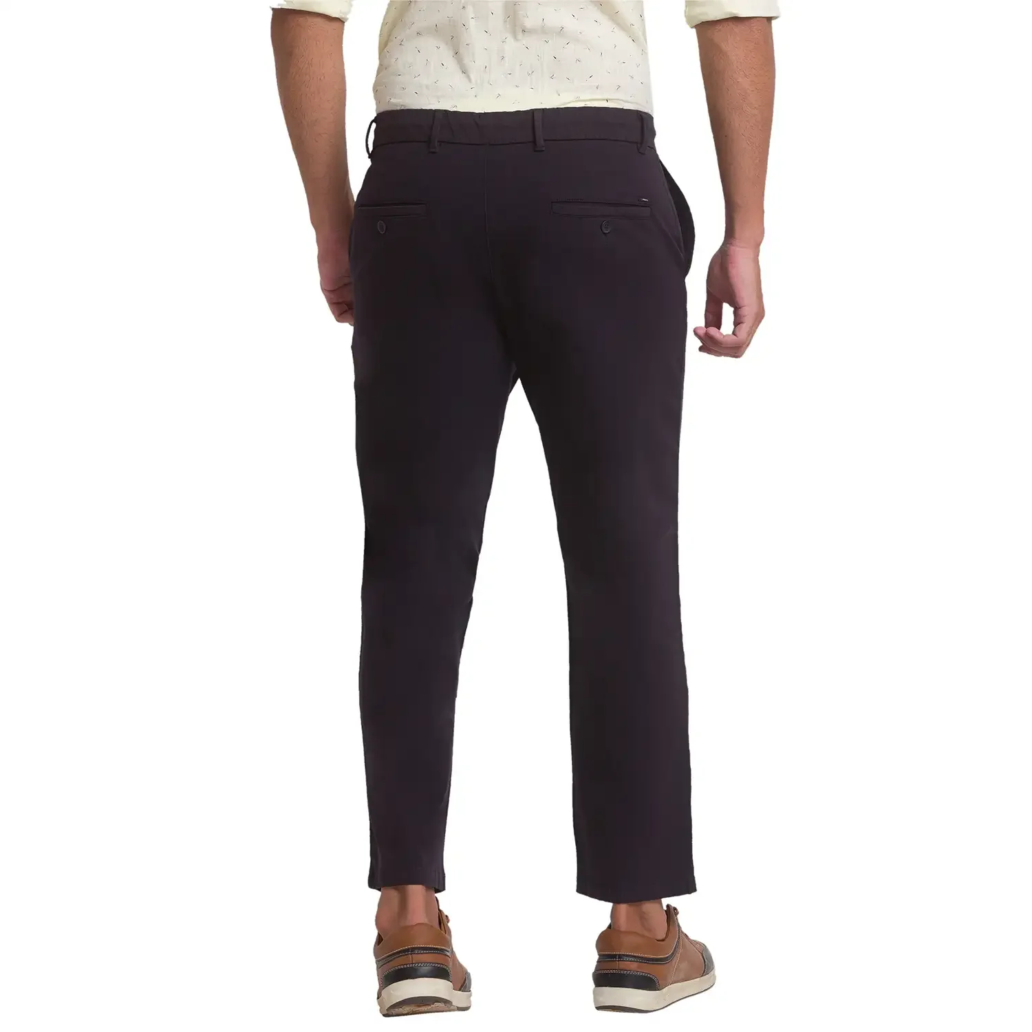 Men Black Carrot Fit Solid Cotton Blend Trouser - Image 5