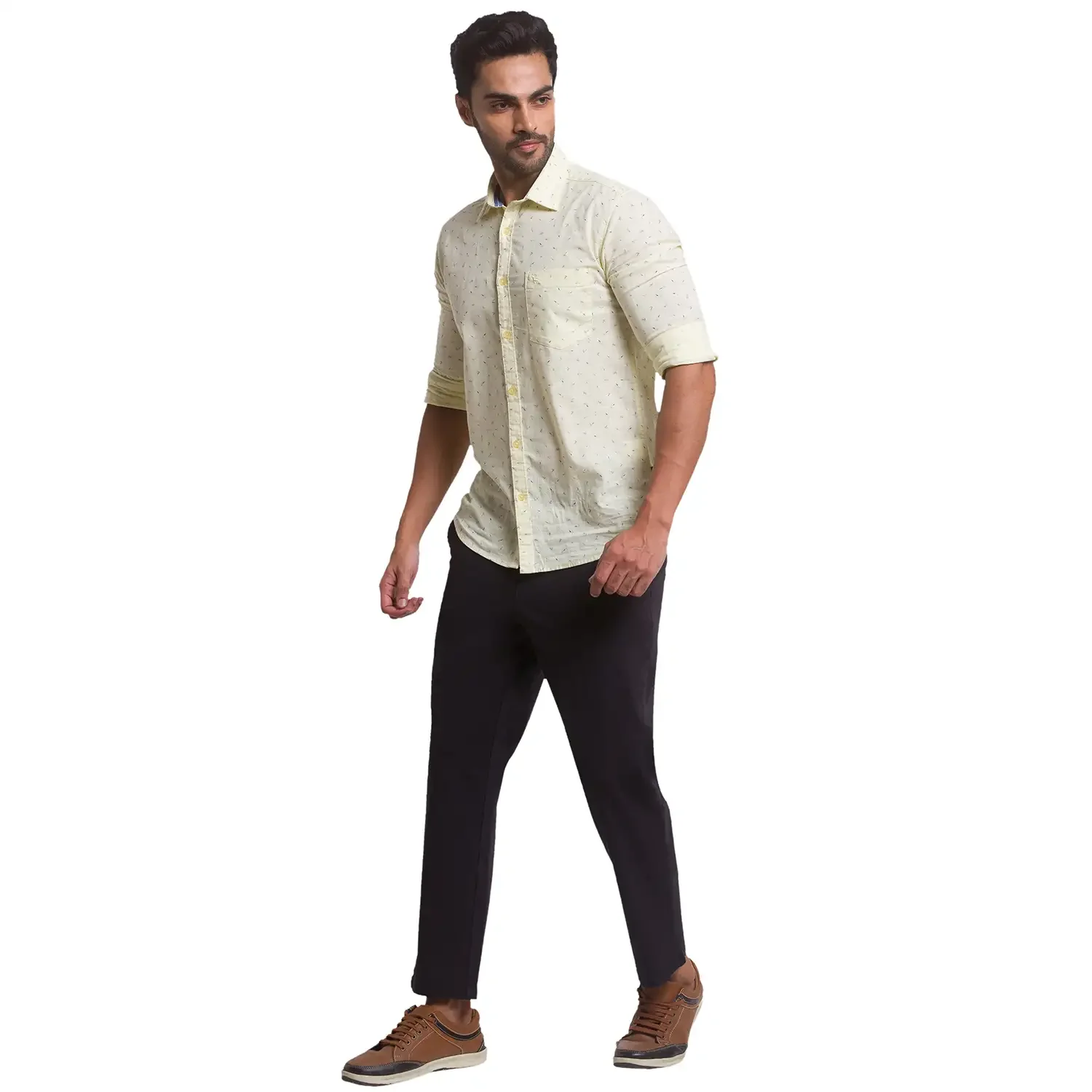 Men Black Carrot Fit Solid Cotton Blend Trouser - Image 6