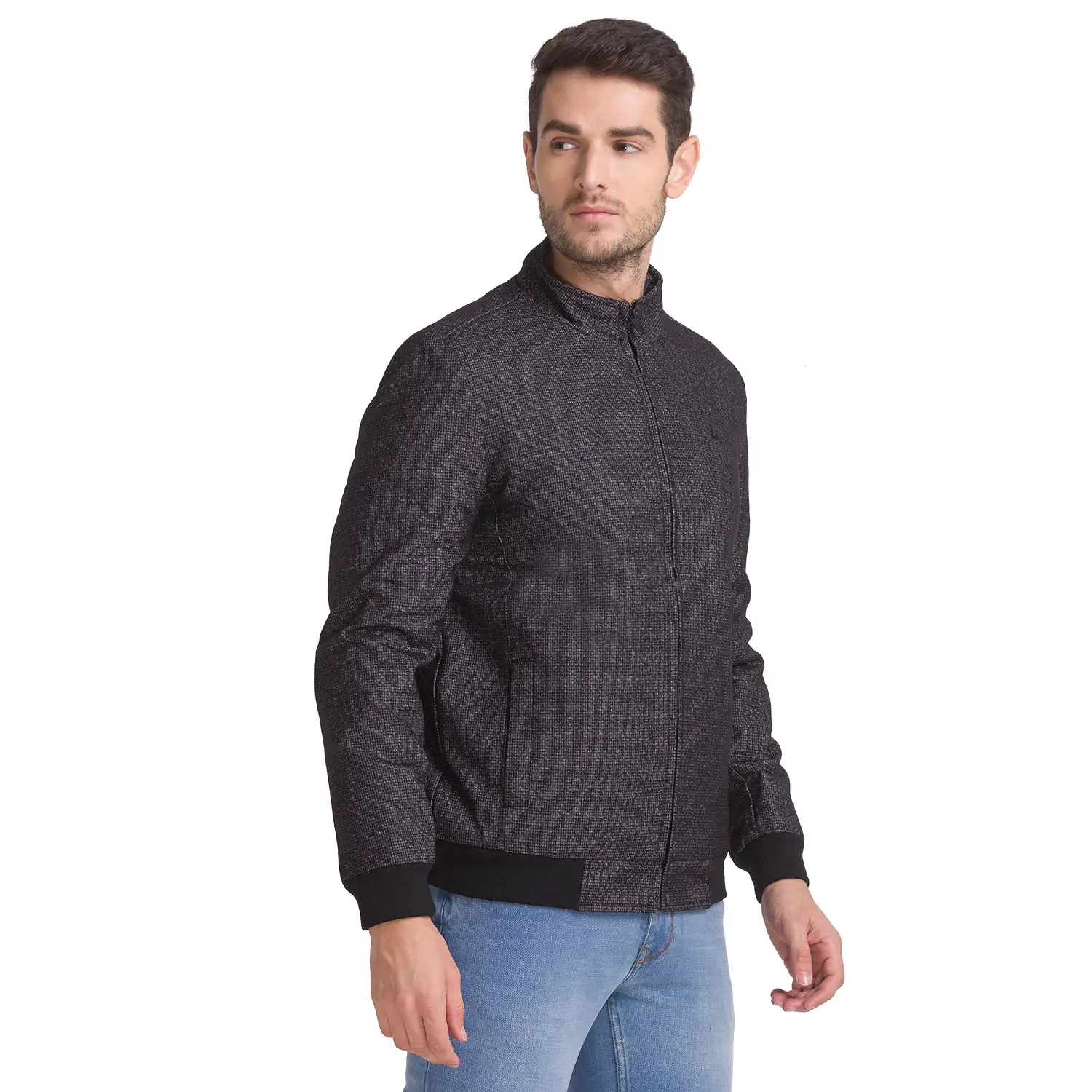 Men Black Checks Polyester Full Sleeve Jackets - Image 2