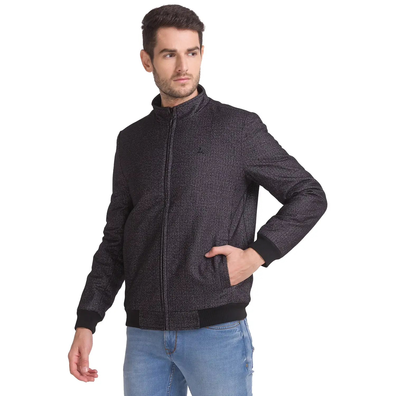 Men Black Checks Polyester Full Sleeve Jackets - Image 3