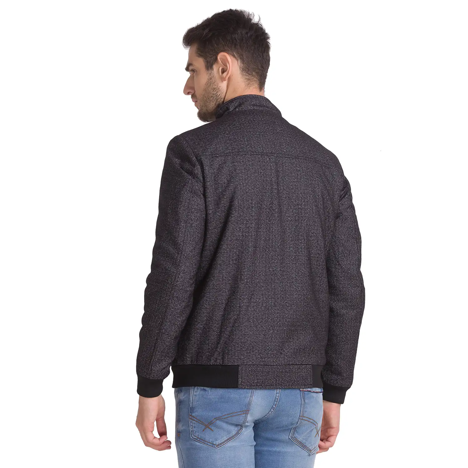 Men Black Checks Polyester Full Sleeve Jackets - Image 4