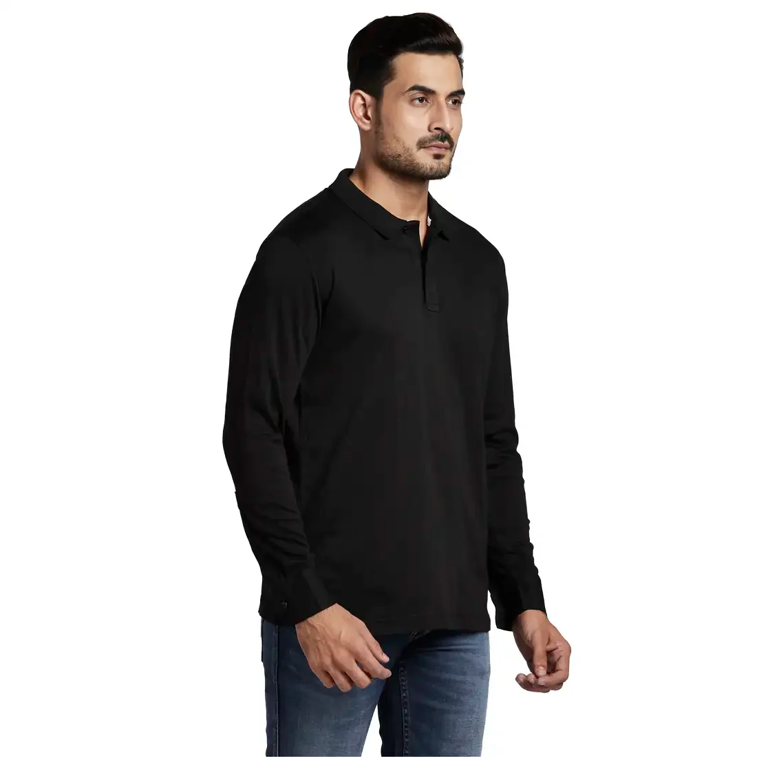 Men Black Classic Fit Solid Cotton Half Sleeve T-Shirt - Image 2