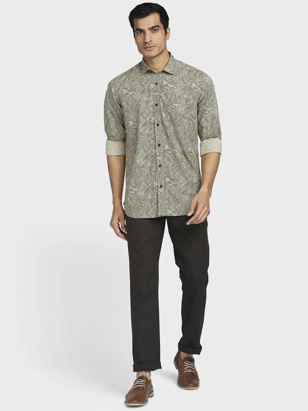 Men Black Contemporary Fit Checks Cotton Blend Trouser - Image 5