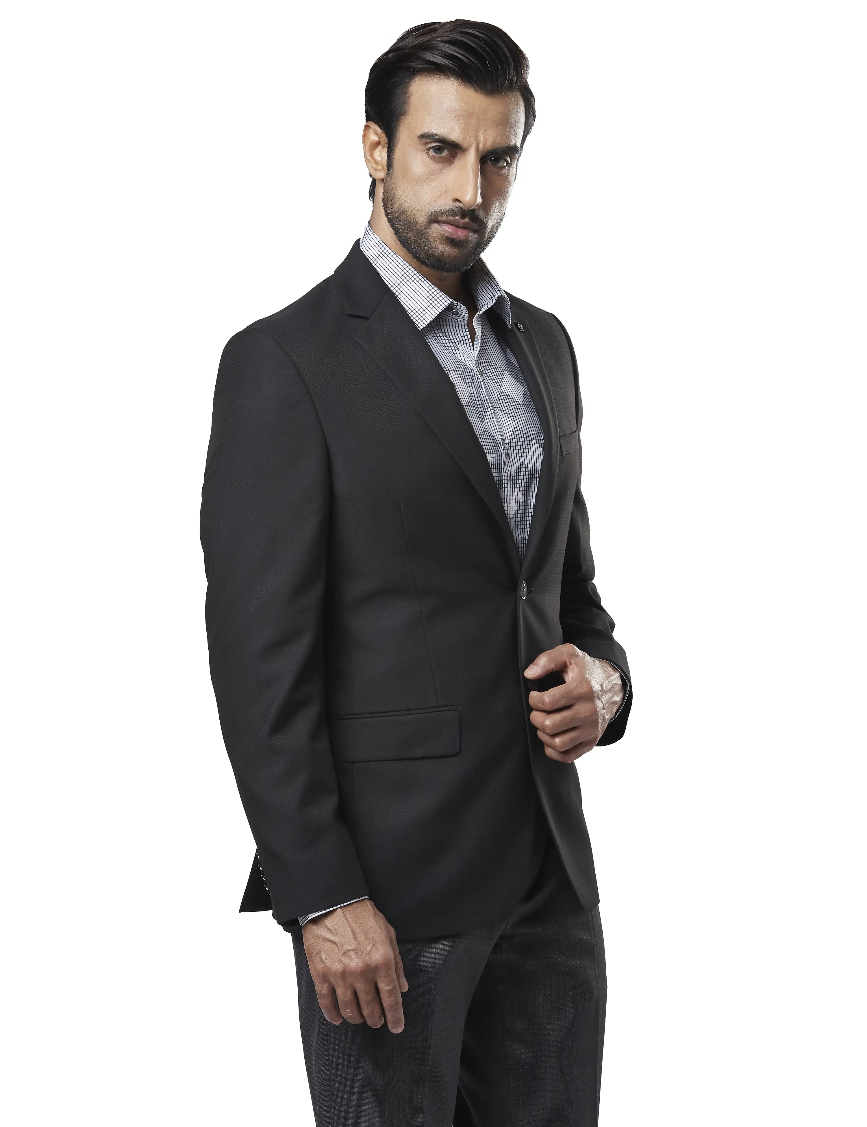 Men Black Contemporary Fit Polyester Blend Jackets - Image 2