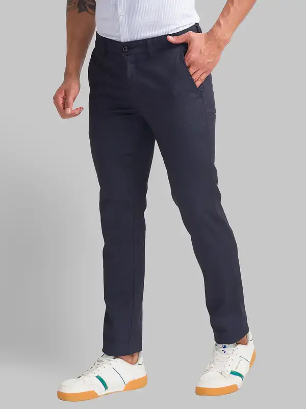 Men Black Lrt Fit Print Cotton Blend Trouser - Image 3