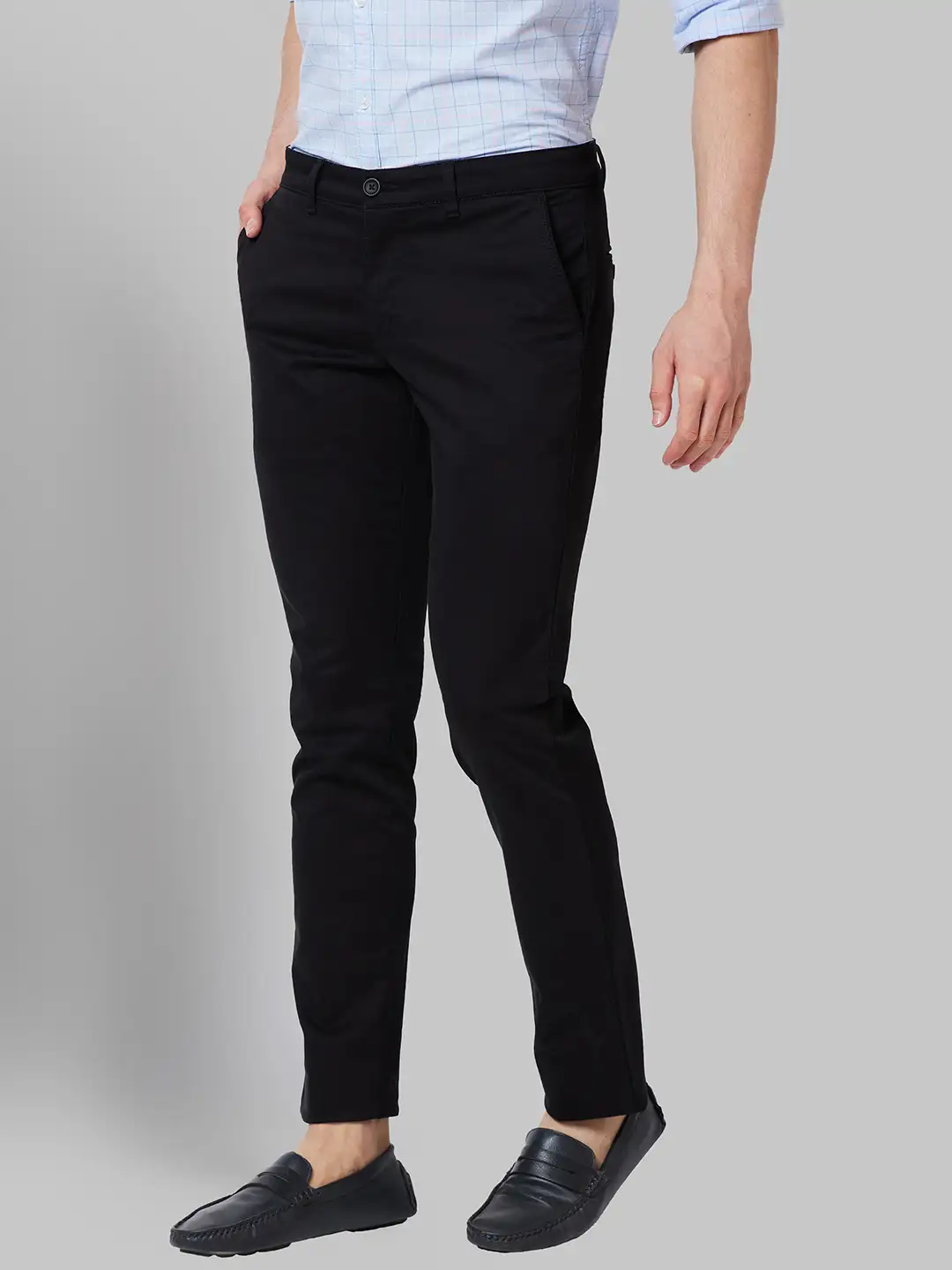 Men Black Lrt Fit Solid Cotton Blend Trouser - Image 3