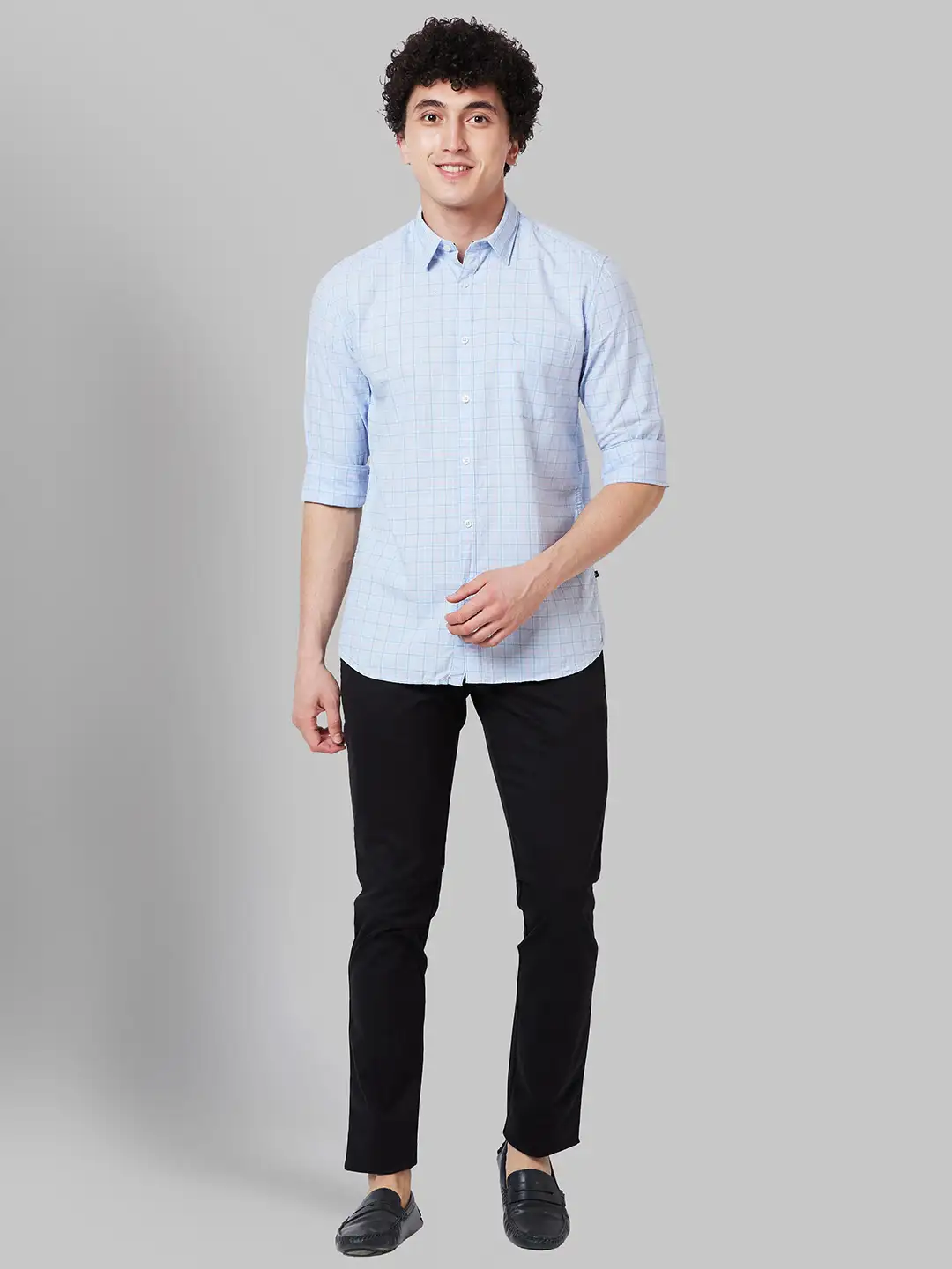 Men Black Lrt Fit Solid Cotton Blend Trouser - Image 5