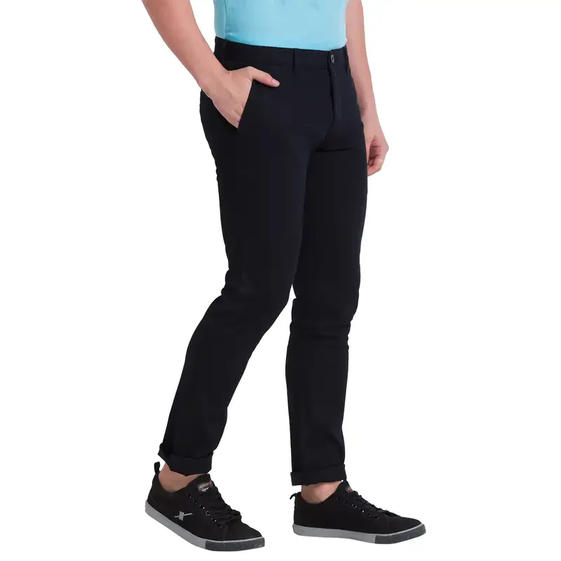 Men Black Lrt Fit Solid Cotton Blend Trouser - Image 2