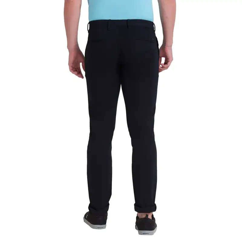 Men Black Lrt Fit Solid Cotton Blend Trouser - Image 4
