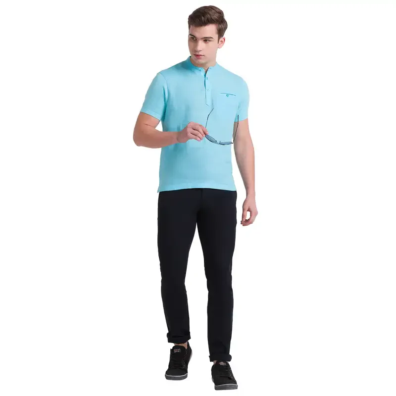 Men Black Lrt Fit Solid Cotton Blend Trouser - Image 5