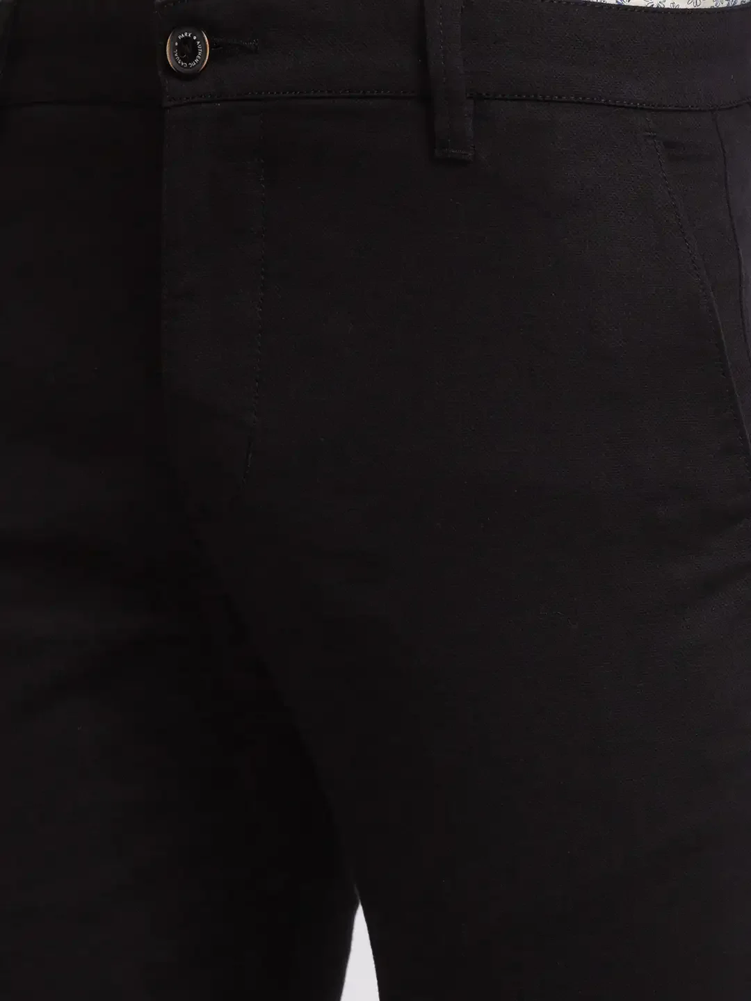 Men Black Lrt Fit Solid Cotton Blend Trouser - Image 6