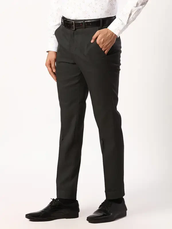 Men Black Neo Classic Fit Checks Polyester Blend Trouser - Image 3