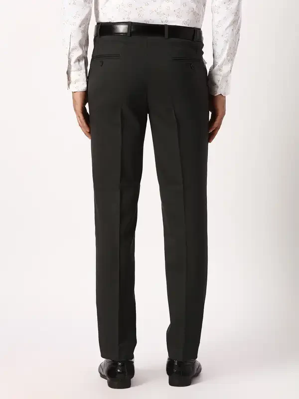Men Black Neo Classic Fit Checks Polyester Blend Trouser - Image 4