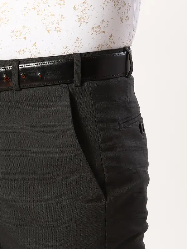 Men Black Neo Classic Fit Checks Polyester Blend Trouser - Image 6