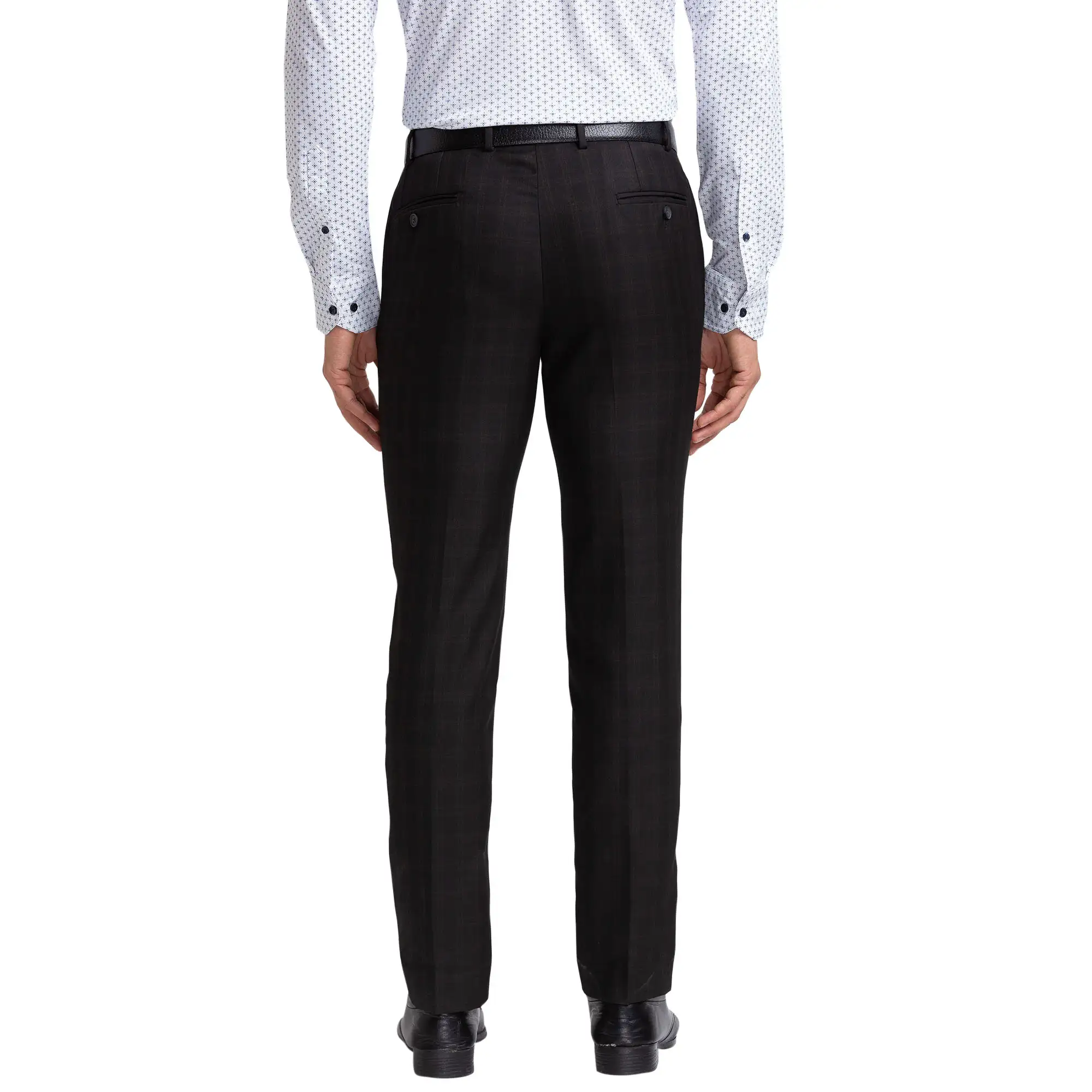 Men Black Neo Classic Fit Checks Polyester Blend Trouser - Image 4