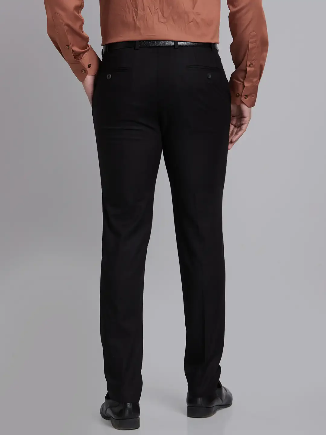 Park Avenue Men Black Neo Classic Fit Checks Polyester Blend Trouser - Image 5