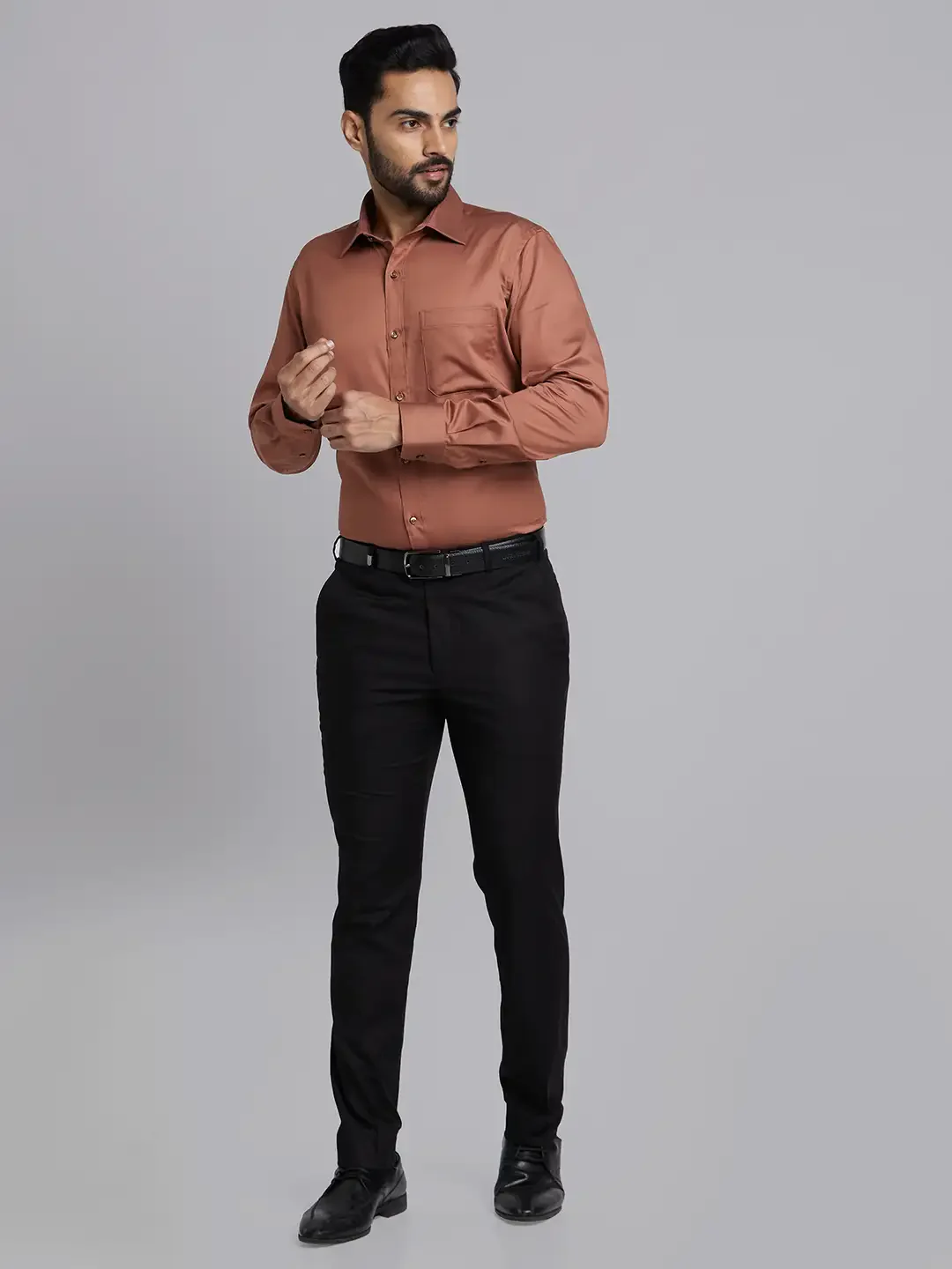 Park Avenue Men Black Neo Classic Fit Checks Polyester Blend Trouser - Image 6