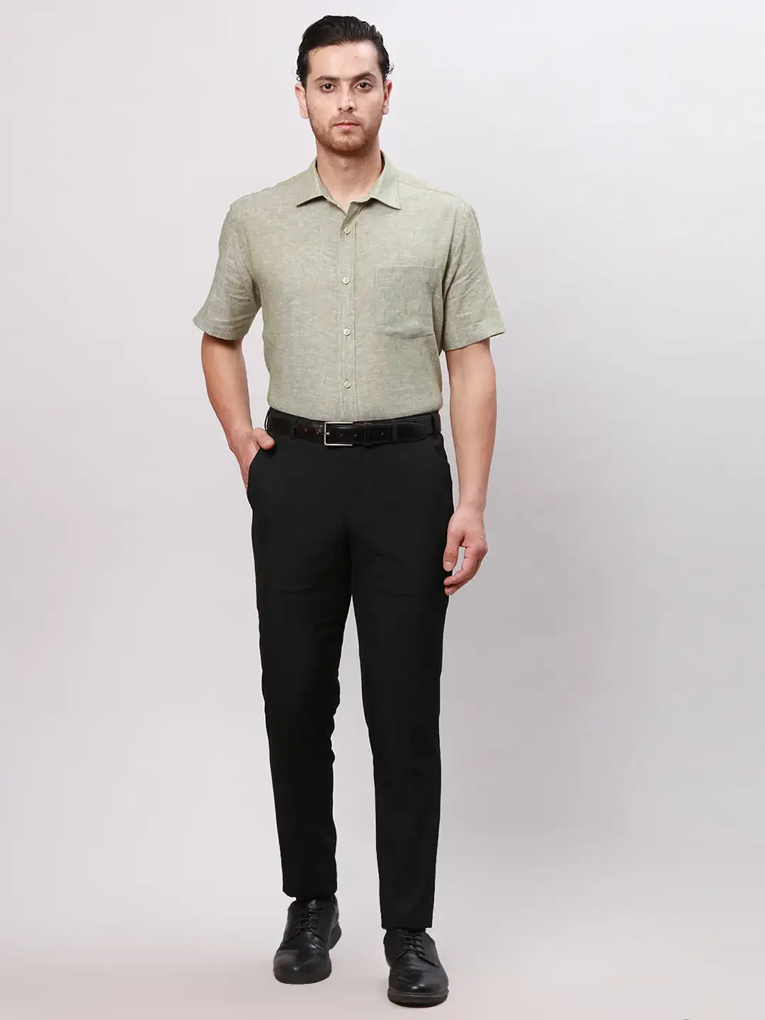 Men Black Neo Fit Twill Polyester Blend Trouser - Image 5